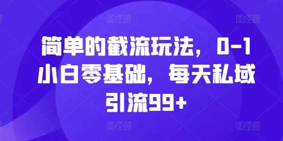 简单的截流玩法，0-1小白零基础，每天私域引流99+【揭秘】-志拓网创