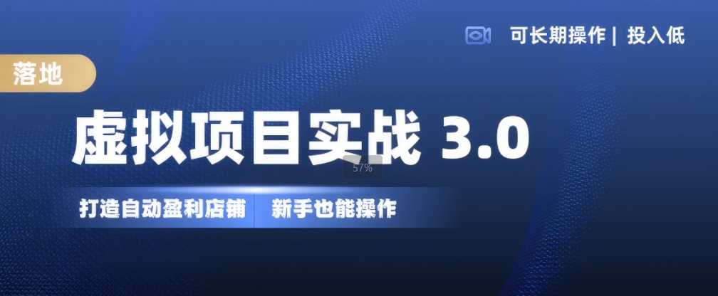 虚拟项目实战3.0，打造自动盈利店铺，可长期操作投入低，新手也能操作-志拓网创