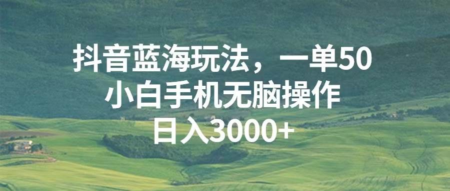（13353期）抖音蓝海玩法，一单50，小白手机无脑操作，日入3000+-志拓网创