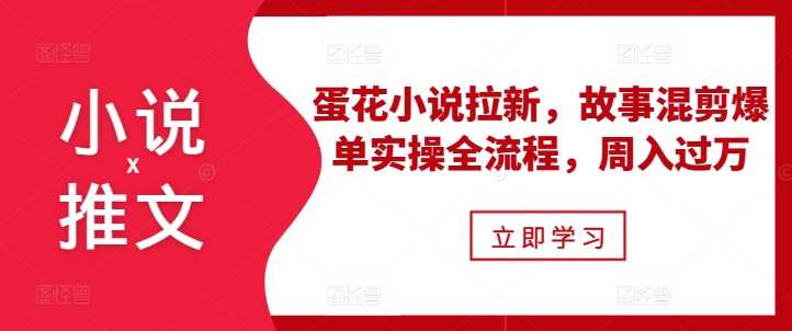 小说推文之蛋花小说拉新，故事混剪爆单实操全流程，周入过万-志拓网创