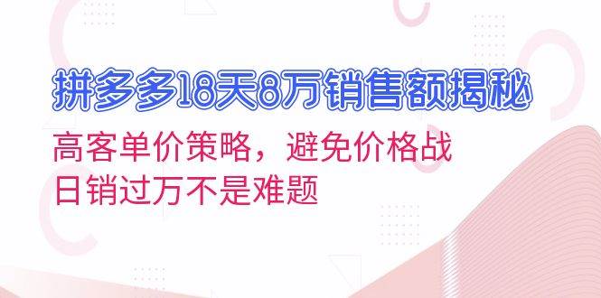 （13383期）拼多多18天8万销售额揭秘：高客单价策略，避免价格战，日销过万不是难题-志拓网创