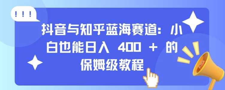 抖音与知乎蓝海赛道：小白也能日入 4张 的保姆级教程-志拓网创