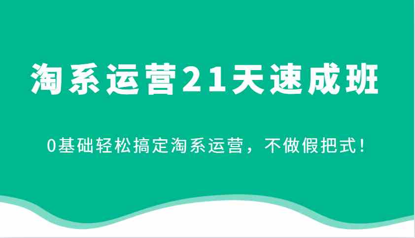 淘系运营21天速成班，0基础轻松搞定淘系运营，不做假把式！-志拓网创