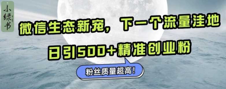 微信生态新宠小绿书：下一个流量洼地，日引500+精准创业粉，粉丝质量超高-志拓网创