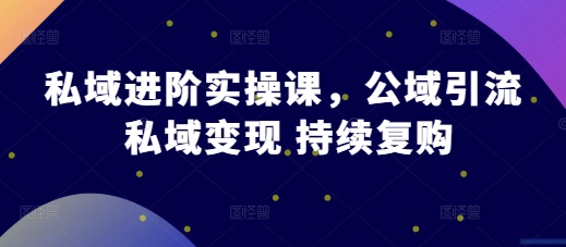 私域进阶实操课，公域引流 私域变现 持续复购-志拓网创