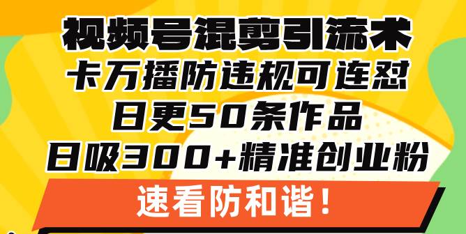 （13400期）视频号混剪引流技术，500万播放引流17000创业粉，操作简单当天学会-志拓网创