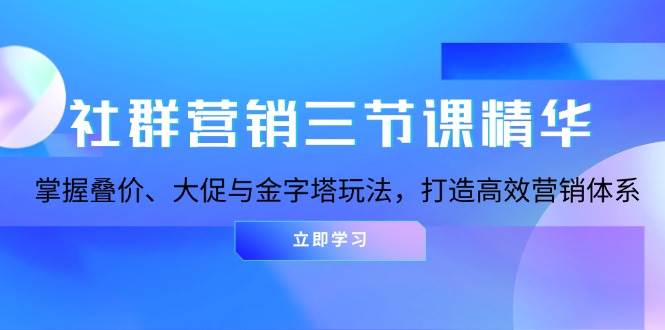 社群营销三节课精华：掌握叠价、大促与金字塔玩法，打造高效营销体系-志拓网创