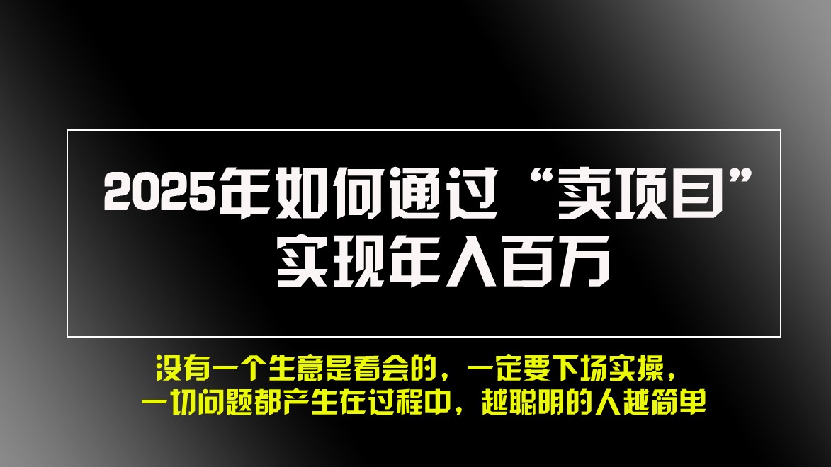 2025年如何通过“卖项目”实现年入百万-志拓网创