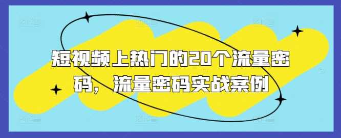 短视频上热门的20个流量密码，流量密码实战案例-志拓网创