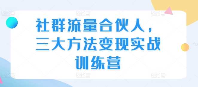 社群流量合伙人，三大方法变现实战训练营-志拓网创