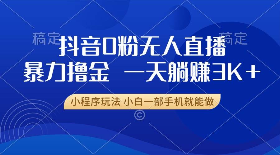 （13449期）抖音0粉无人直播暴力掘金，一天躺赚3K+，小白一部手机就能做-志拓网创