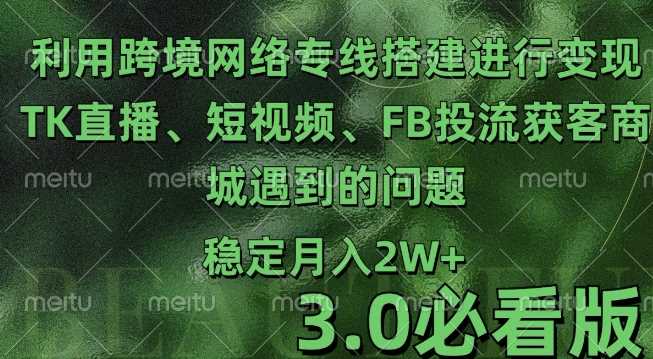 利用跨境电商网络及搭建TK直播、短视频、FB投流获客以及商城遇到的问题进行变现3.0必看版【揭秘】-志拓网创