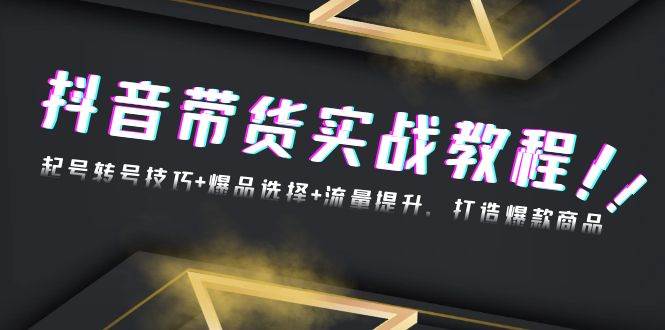 （13526期）抖音带货实战教程：起号转号技巧+爆品选择+流量提升，打造爆款商品-志拓网创