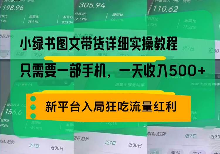 （13509期）小绿书图文带货详细实操教程，只需要一部手机，一天收入500+，轻松变现-志拓网创