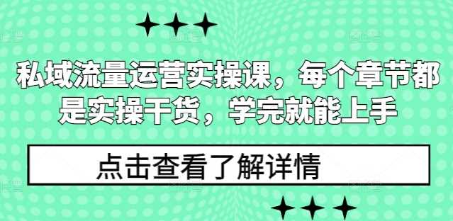 私域流量运营实操课，每个章节都是实操干货，学完就能上手-志拓网创