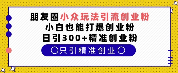 朋友圈小众玩法引流创业粉，小白也能打爆创业粉，日引300+精准创业粉【揭秘】-志拓网创