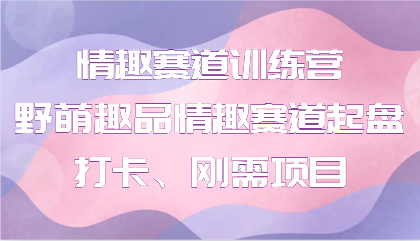 情趣赛道训练营 野萌趣品情趣赛道起盘打卡、刚需项目-志拓网创