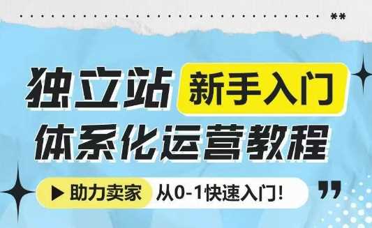 独立站新手入门体系化运营教程，助力独立站卖家从0-1快速入门!-志拓网创