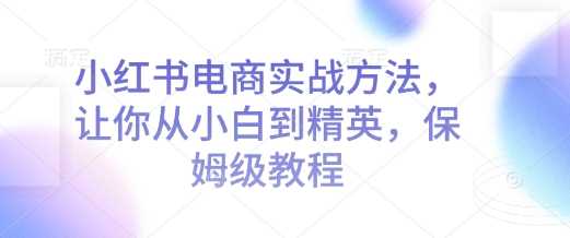 小红书电商实战方法，让你从小白到精英，保姆级教程-志拓网创