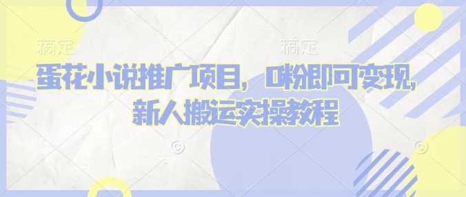 蛋花小说推文项目，0粉即可变现，新人搬运实操教程-志拓网创