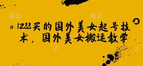 1288买的国外美女起号技术，国外美女搬运教学-志拓网创