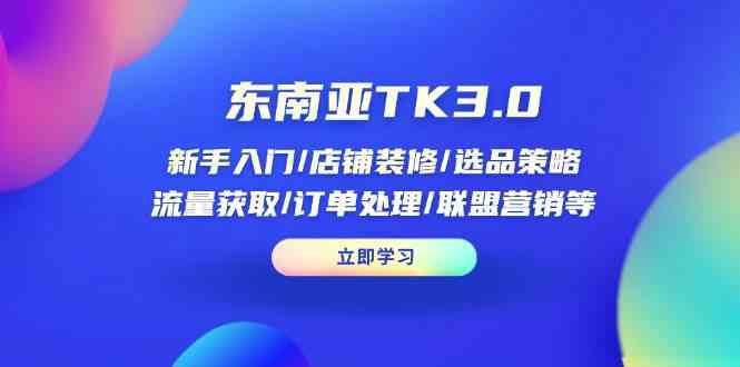 东南亚TK3.0：新手入门/店铺装修/选品策略/流量获取/订单处理/联盟营销等-志拓网创