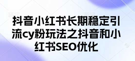 抖音小红书长期稳定引流cy粉玩法之抖音和小红书SEO优化-志拓网创