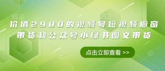 价值2980的视频号短视频橱窗带货和公众号小绿书图文带货-志拓网创