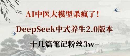 AI中医大模型杀疯了！DeepSeek中式养生2.0版本，十几篇笔记粉丝3w+-志拓网创
