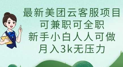 最新美团云客服项目，可兼职可全职，新手小白人人可做，月入3k无压力-志拓网创
