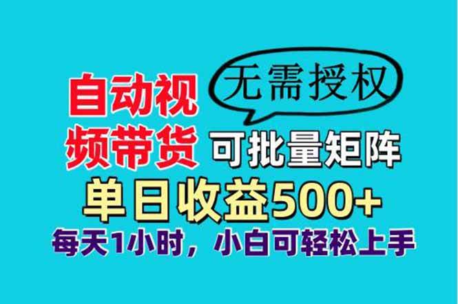 （14229期）自动视频带货，可批量矩阵，单日收益500+、轻松实现睡后收益，小白可…-志拓网创