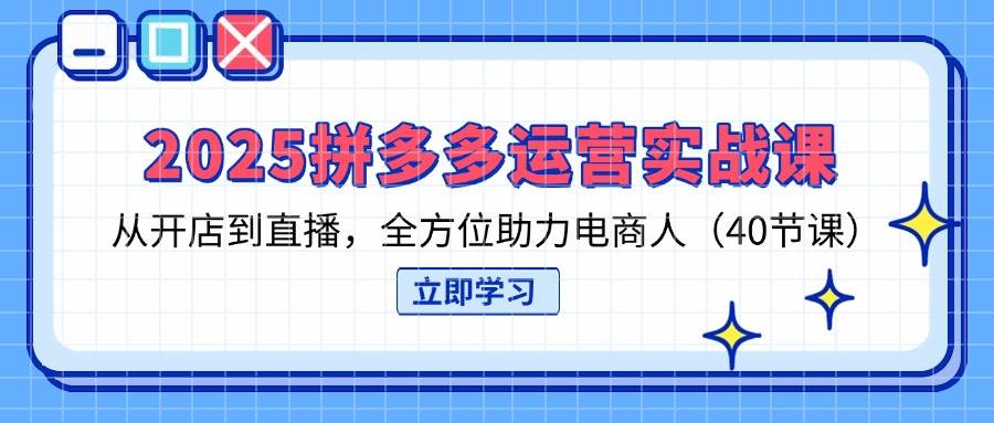 （14259期）2025拼多多运营实战课，从开店到直播，全方位助力电商人（40节课）-志拓网创
