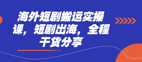 海外短剧搬运实操课，短剧出海，全程干货分享-志拓网创