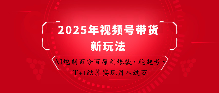 2025年视频号带货新玩法：AI炮制百分百原创爆款，稳起号，T+1结算实现月入过万-志拓网创