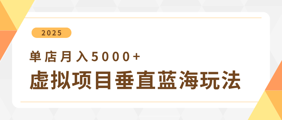 4月虚拟项目垂直玩法，冷门爆品+垂直蓝海，单店月入5000+-志拓网创