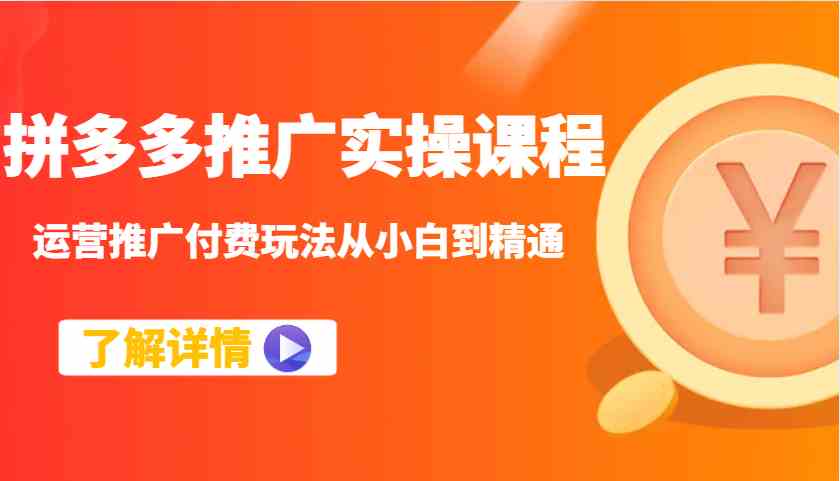 拼多多推广实操课程：运营推广付费玩法从小白到精通-志拓网创