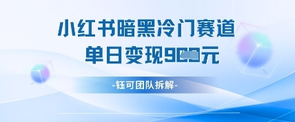小红书冷门”暗黑”赛道，单日收益多张-志拓网创