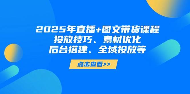 2025年短视频图文带货+直播带货：投放技巧、素材优化、后台搭建、全域投放等-志拓网创