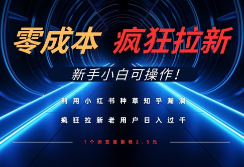 利用小红书种草知乎漏洞，零成本疯狂拉新日入数张，新手小白可操作-志拓网创