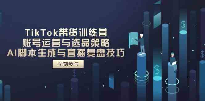 TikTok带货训练营，账号运营与选品策略，AI脚本生成与直播复盘技巧-志拓网创