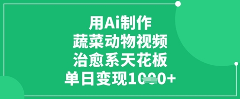 用Ai制作蔬菜动物视频，治愈系天花板，单日变现1k-志拓网创