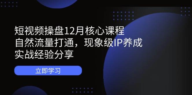 短视频操盘12月核心课程：自然流量打通，现象级IP养成，实战经验分享-志拓网创