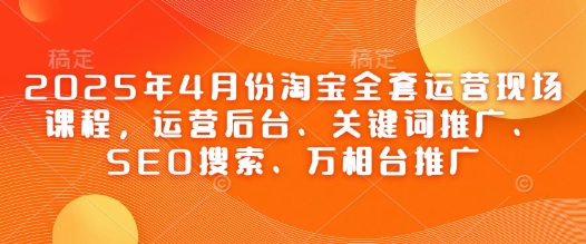 2025年4月份淘宝全套运营现场课程，运营后台、关键词推广、SEO搜索、万相台推广-志拓网创