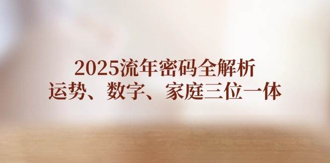 （14466期）2025流年密码全解析，运势、数字、家庭三位一体-志拓网创