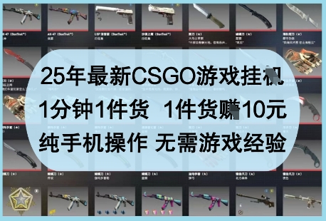 25年最新CSGO游戏挂G，1分钟1件货，1件货挣10元，纯手机操作，无需游戏经验【揭秘】-志拓网创