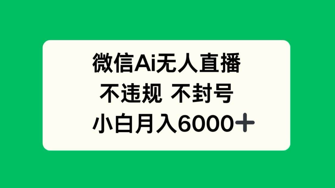 （14733期）微信AI无人直播，不违规 不封号 ，小白月入6000+-志拓网创