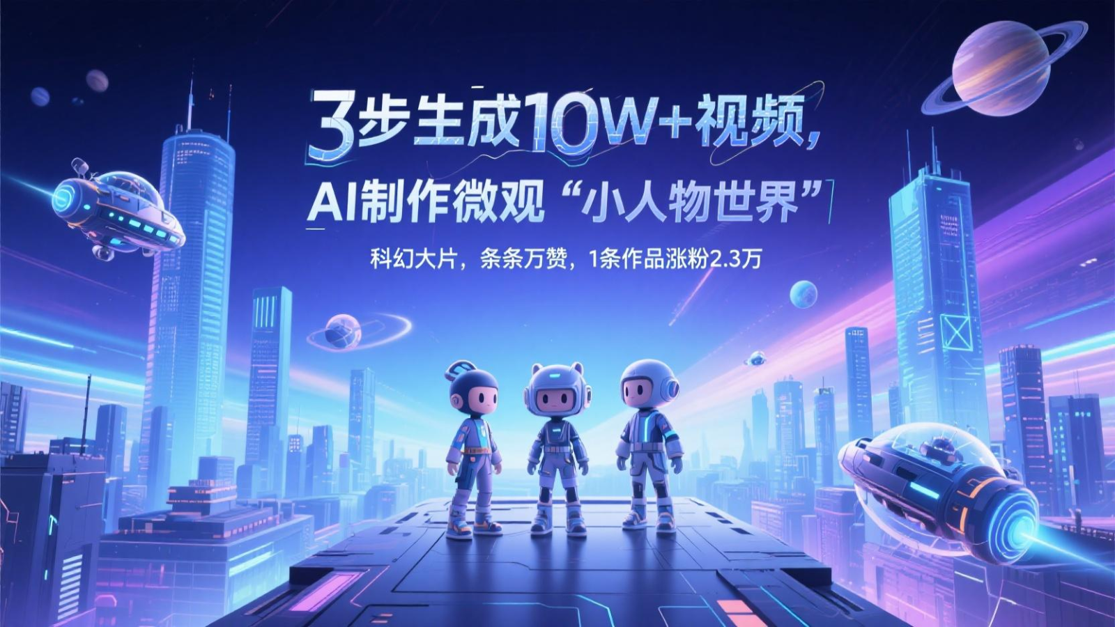 三步生成10W+视频，AI制作微观“小人物世界”科幻大片，条条万赞，1条作品涨粉2.3万-志拓网创