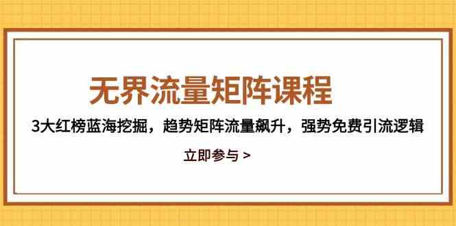 无界流量矩阵课程，3大红榜蓝海挖掘，趋势矩阵流量飙升，强势免费引流逻辑-志拓网创