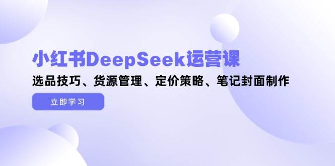 小红书DeepSeek运营课，选品技巧、货源管理、定价策略、笔记封面制作-志拓网创