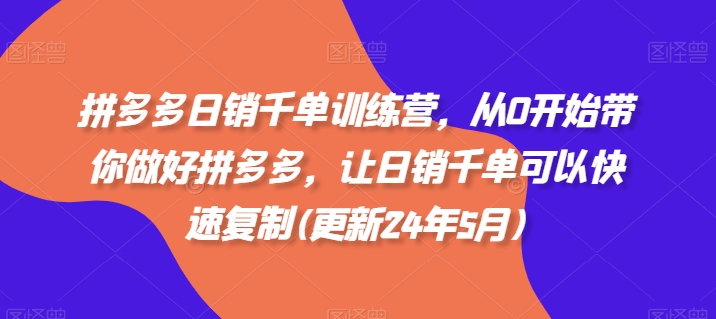 拼多多日销千单训练营，从0开始带你做好拼多多，让日销千单可以快速复制(更新25年5月)-志拓网创